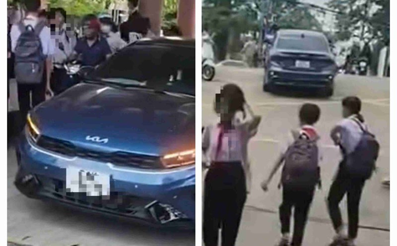 Car driving in school. Photo cut from a clip provided by a reader