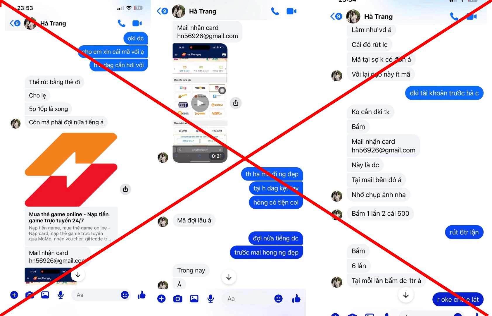 Tin nhắn trao đổi giữa nạn nhân và đối tượng lừa đảo. Ảnh: Nhân vật cung cấp