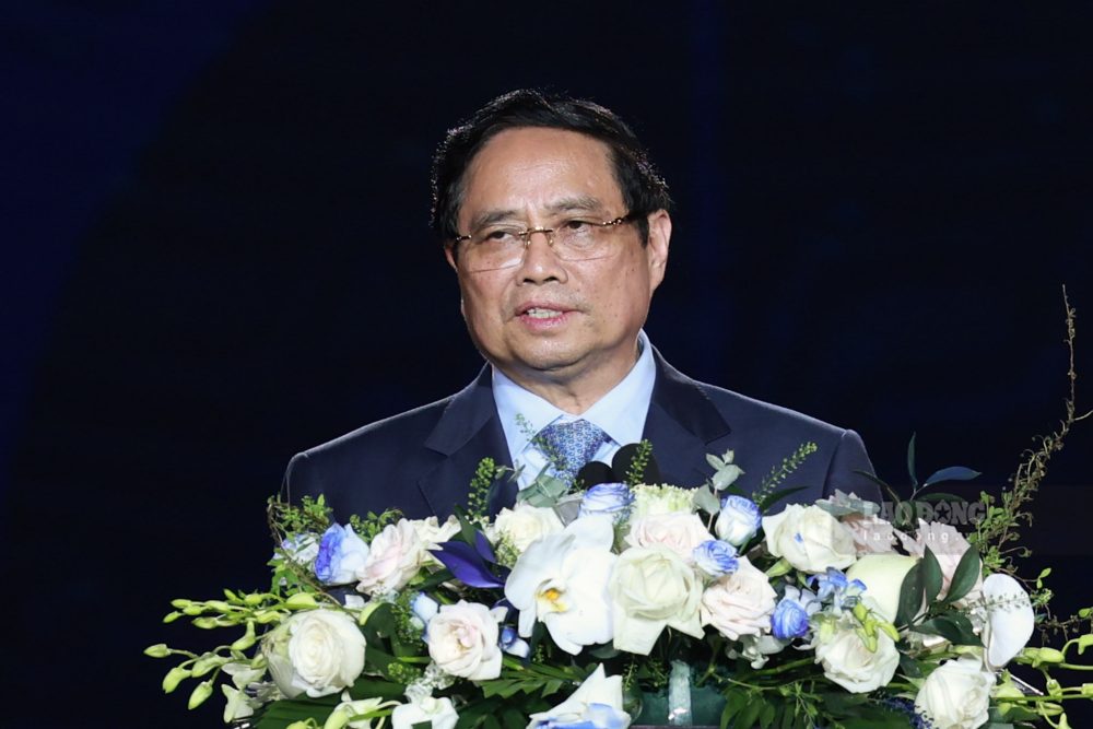 Thu tuong Chinh phu Pham Minh Chinh phat bieu tai su kien.