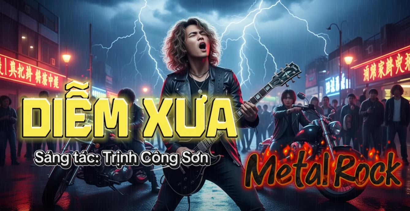“Ca si” AI hat nhac Trinh theo phong cach rock gay tranh luan tren mang xa hoi. Anh chup tu video AI cover bai “Diem xua”