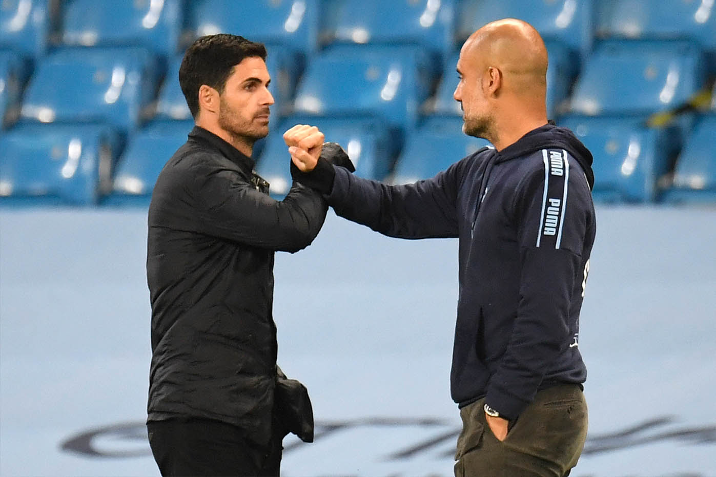 Mikel Arteta chiu anh huong rat lon cua Pep Guardiola nhung khong sao chep 100%. Anh: AFP