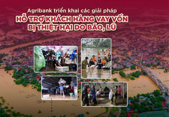 Agribank triển khai chính sách giảm tới 2%/năm lãi suất cho vay nhằm hỗ trợ khách hàng bị ảnh hưởng, thiệt hại do bão, lũ. Ảnh: Agribank
