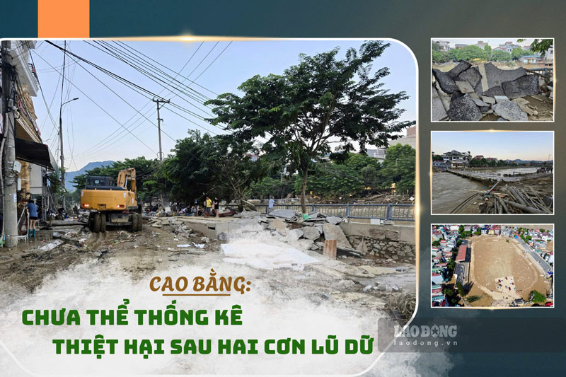 10호와 11호 태풍 이후 까오방성은 아직 전체 피해 규모를 집계할 수 없습니다. 사진: 떤반