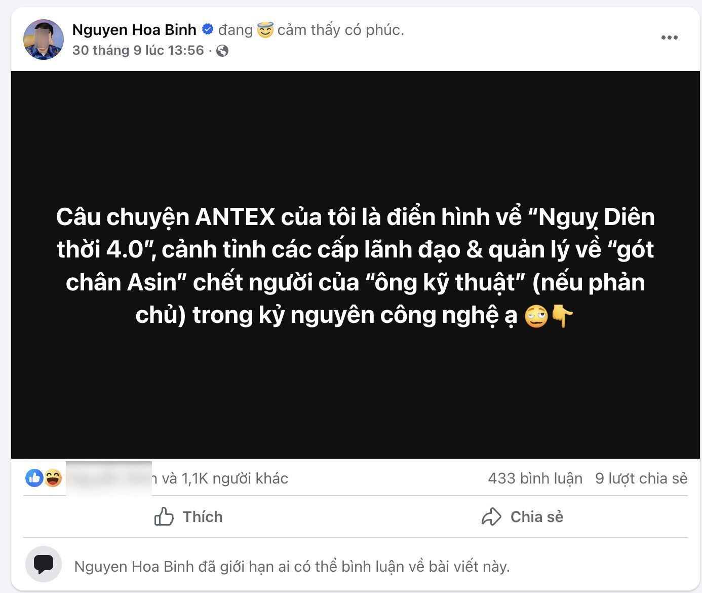 Recently, Shark Binh has continuously mentioned the AntEx project on his personal Facebook. Screenshot: Luc Giang
