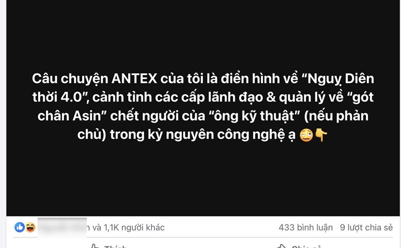 Recently, Shark Binh has continuously mentioned the AntEx project on his personal Facebook. Screenshot: Luc Giang