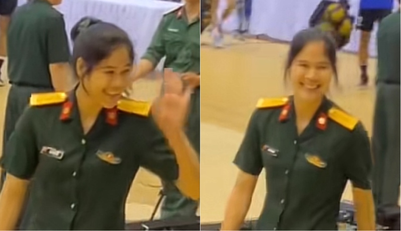 Bui Thi Nga gay chu y khi xuat hien trong bo quan phuc. Anh: Cat tu video