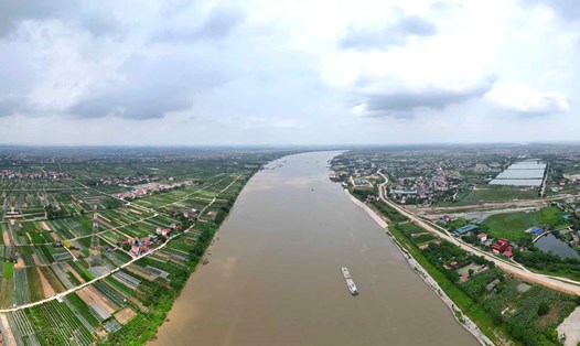 Vị trí xây dựng cầu Mễ Sở thuộc đường Vành đai 4 kết nối Hà Nội với Hưng Yên. Ảnh: Sóng Hữu