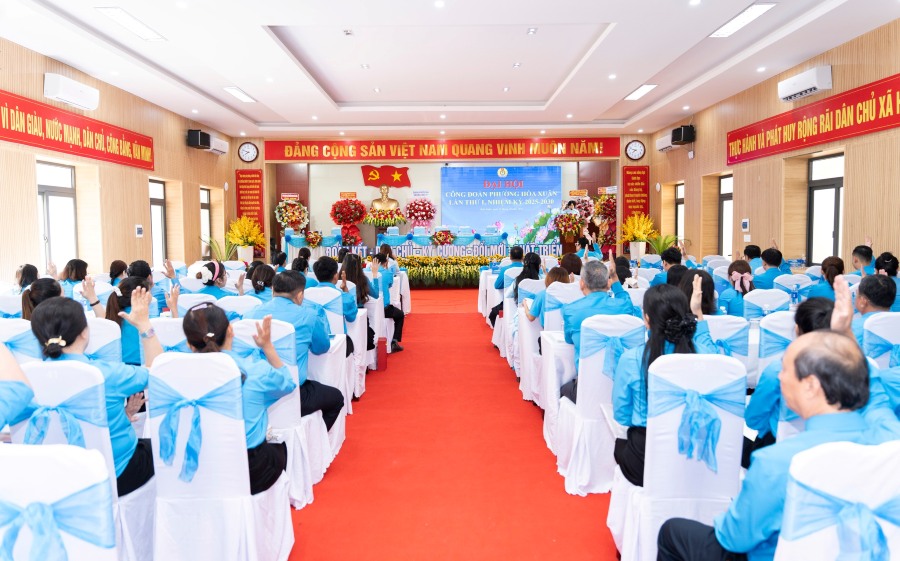 Quang canh Dai hoi Cong doan phuong Hoa Xuan, Da Nang lan thu I, nhiem ky 2025 - 2030. Anh: