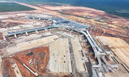 Toàn cảnh gói thầu 5.10 thi công nhà ga hành khách sân bay Long Thành. Ảnh: HAC