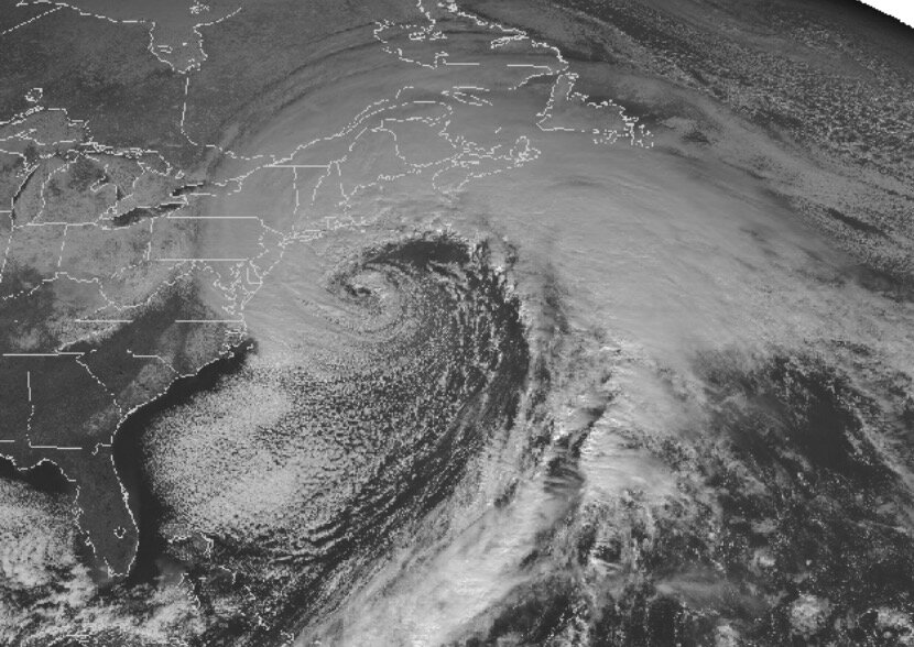 2018년 노르이스터 해안 폭풍 위성 사진. 사진: NOAA