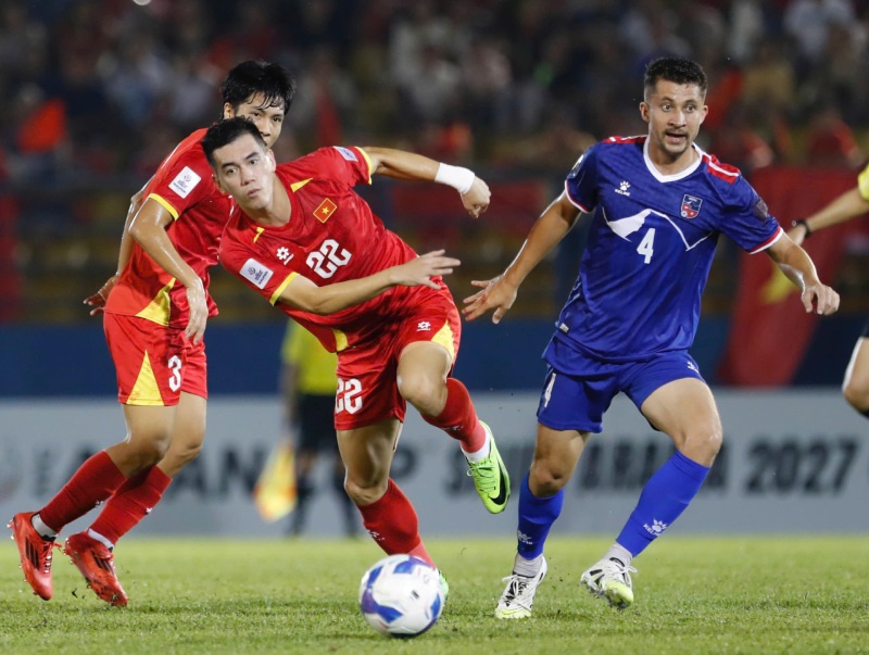 Tuyen Viet Nam thang Nepal 3-1 o tran luot di vong loai cuoi Asian Cup 2027. Anh: Thanh Vu