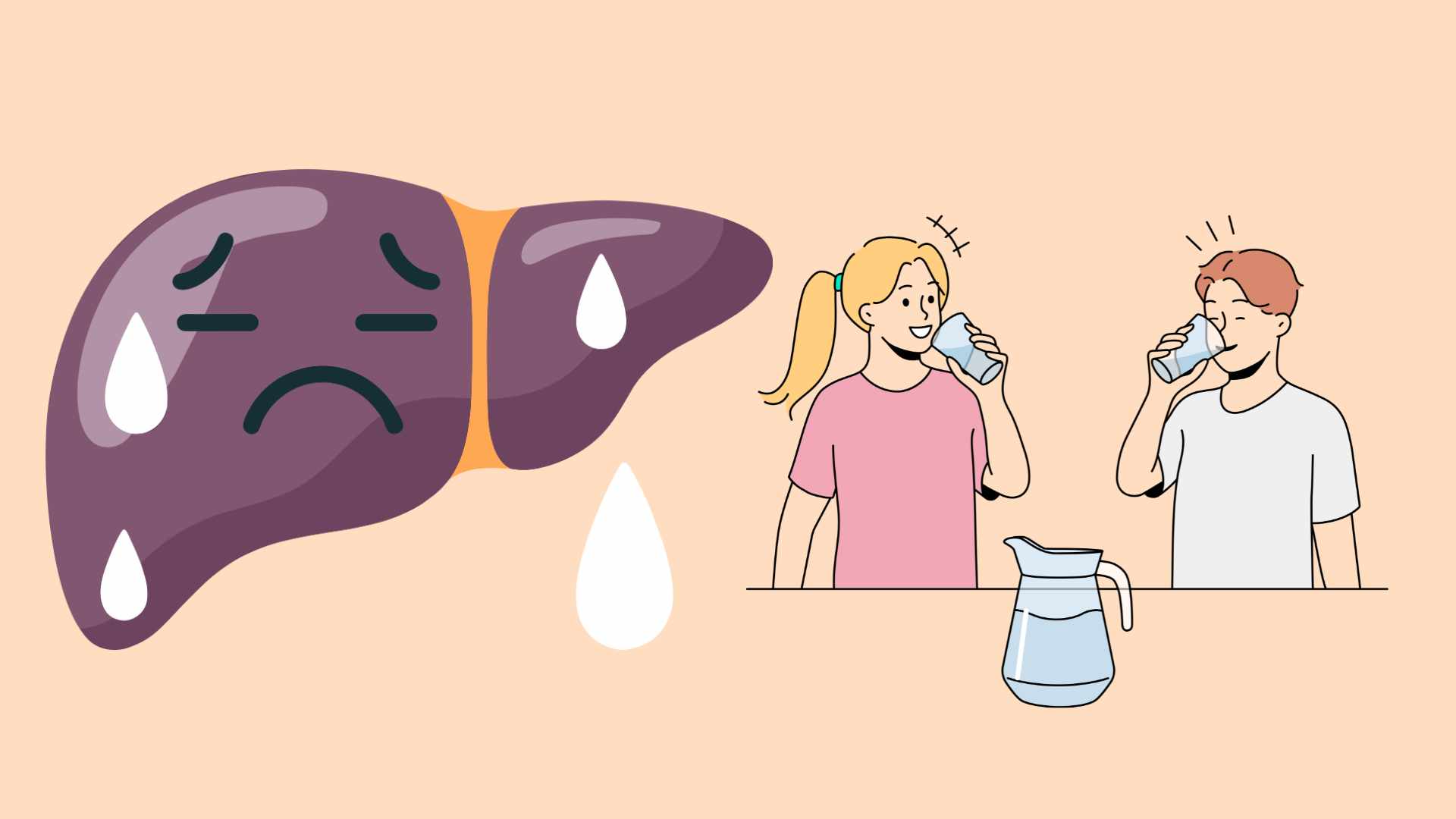Drinking water incorrectly can be harmful to the liver. Graphic photo: Hoang Loc