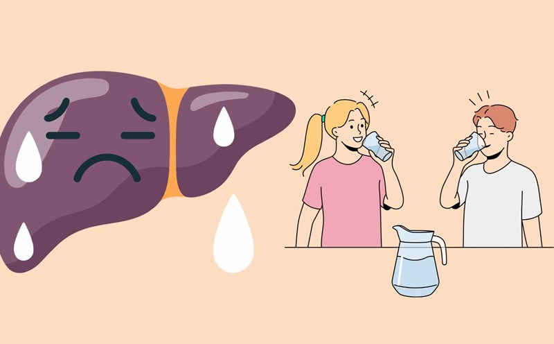Drinking water incorrectly can be harmful to the liver. Graphic photo: Hoang Loc