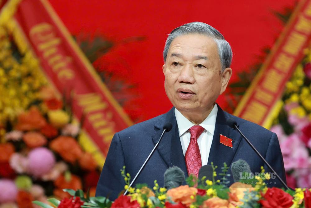 General Secretary To Lam gave a speech at the 1st Congress of the Government Party Committee, term 2025-2030. Photo: Hai Nguyen