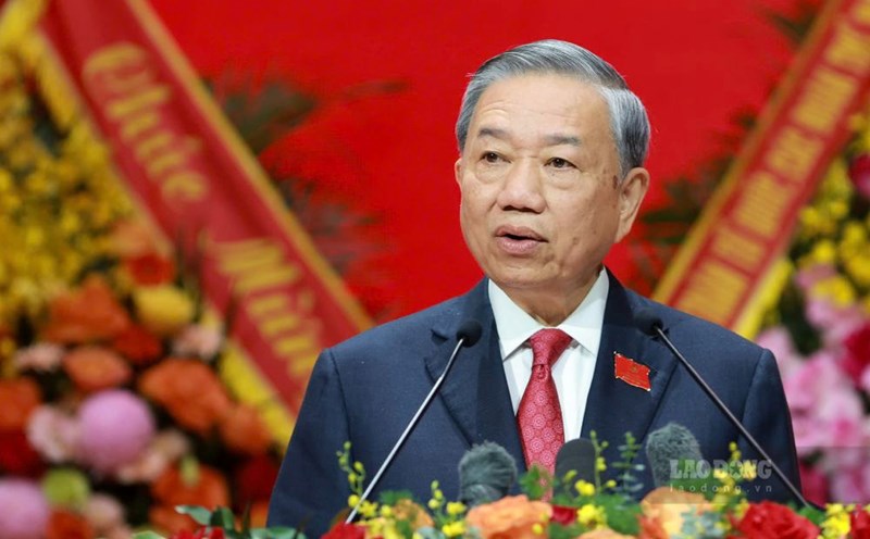 General Secretary To Lam gave a speech at the 1st Congress of the Government Party Committee, term 2025-2030. Photo: Hai Nguyen