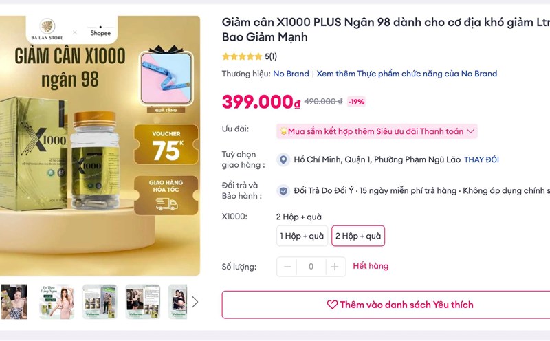 X100 PLUS Ngan 98 weight loss products are still available on websites and electronic exchanges on October 13. Photo: Ha Le