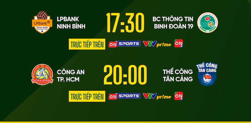 Lich thi dau va truyen hinh truc tiep hai tran ban ket bong chuyen vo dich quoc gia hom nay (13.10). Anh: VFV