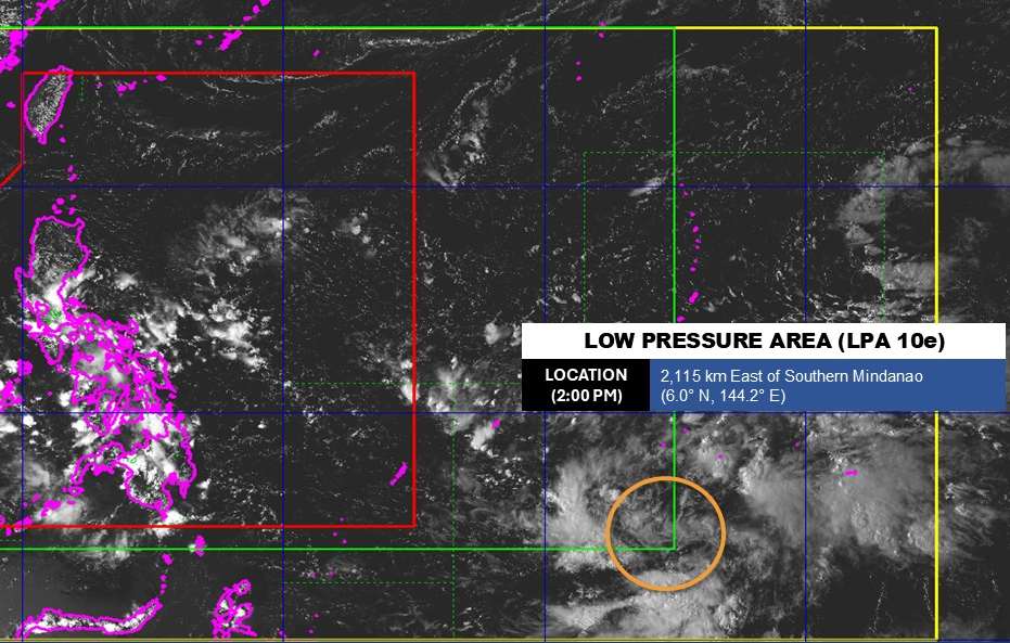 Cap nhat vi tri cua ap thap moi hinh thanh gan khu vuc trach nhiem cua Philippines. Anh: PAGASA