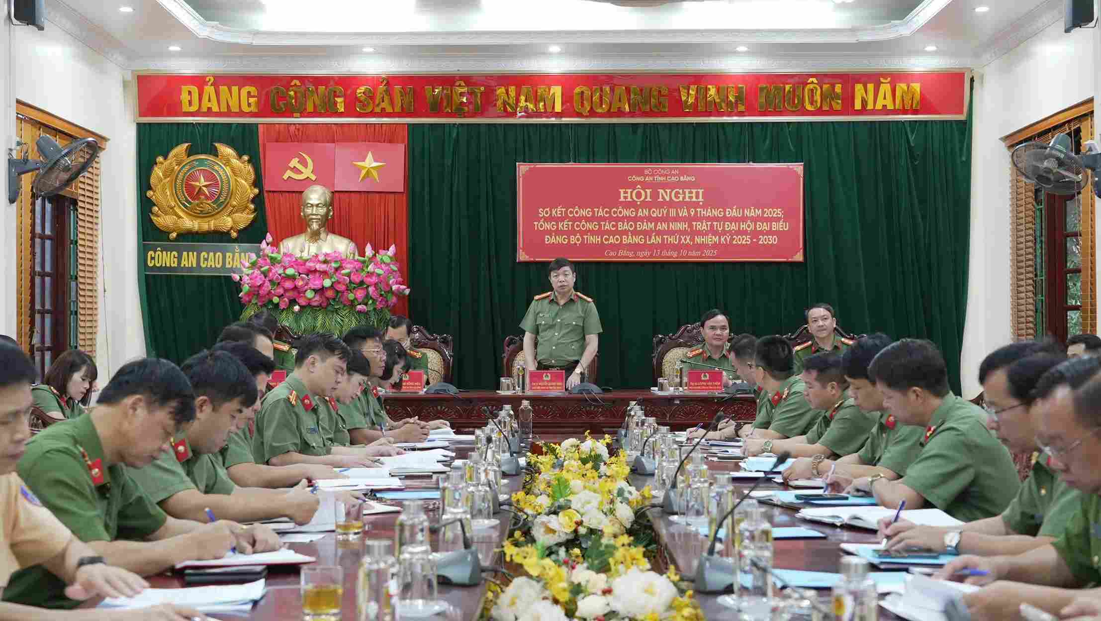 Hội nghị sơ kết công tác quý III tại Công an tỉnh Cao Bằng. Ảnh: Công an Cao Bằng