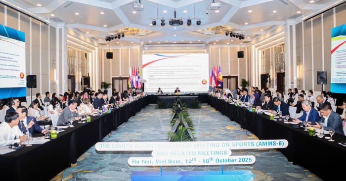 Hoi nghi Bo truong ASEAN ve the thao dien ra phien hop thu 2. Anh: Bui Luong