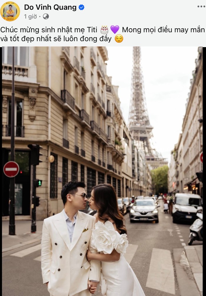 Bai dang cua doanh nhan Do Vinh Quang nhan ngay sinh nhat Hoa hau Do My Linh. Anh: Chup tu trang ca nhan
