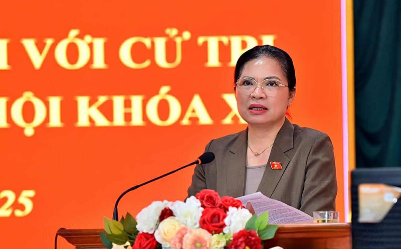 Vice President of the Central Committee of the Vietnam Fatherland Front Ha Thi Nga met with voters in Tuyen Quang. Photo: Thanh Phuc