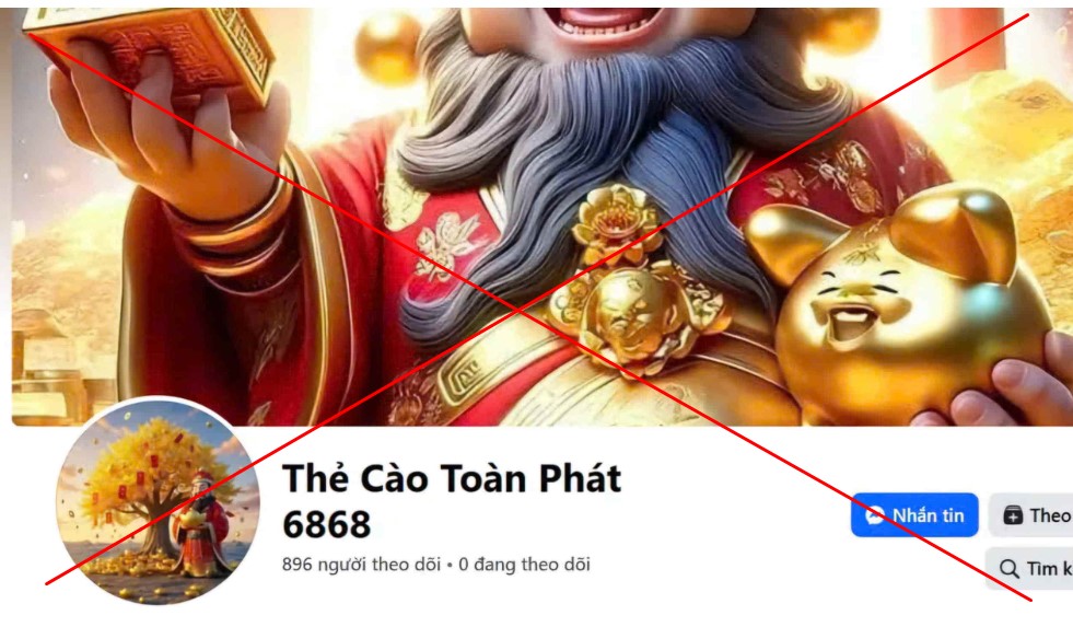 Trang Facebook chơi thẻ cào may mắn của Thẻ cào Toàn Phát 6868 mà Công an Lâm Đồng đang tìm bị hại. Ảnh: Chụp màn hình