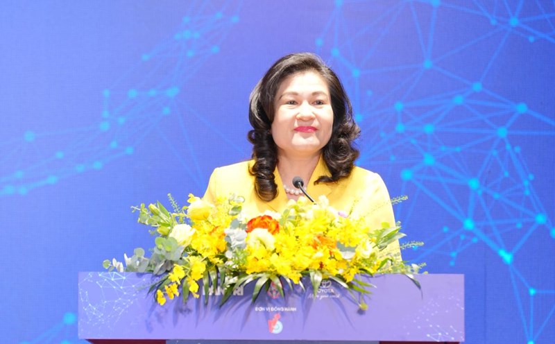 Deputy Minister of Home Affairs Nguyen Thi Ha spoke at the ceremony. Photo: Huong Nha