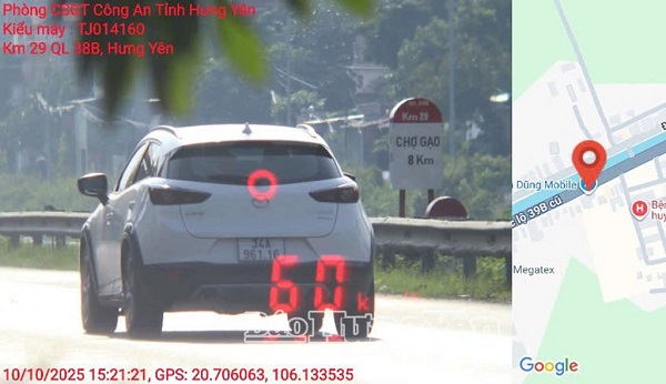 El propietario del coche fue multado en Hung Yen. Foto: Cong an Hung Yen