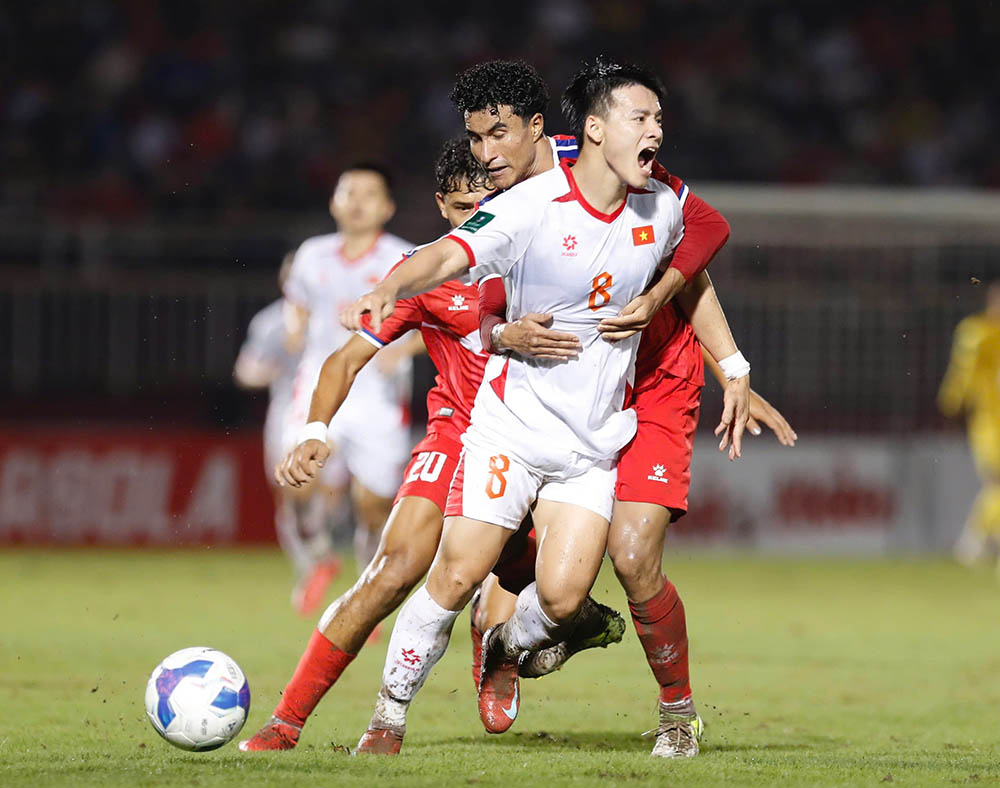 Cac cau thu thuoc lua U23 cua doi tuyen Viet Nam the hien tot trong tran dau voi Nepal. Anh: Thanh Vu