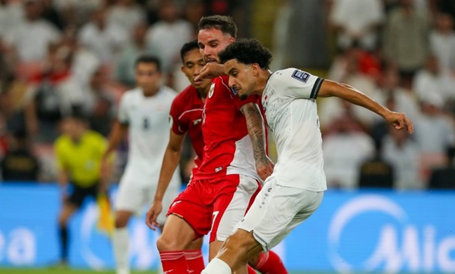 Tuyen Indonesia (do) khong the gianh ve du World Cup 2026. Anh: LDBD Iraq