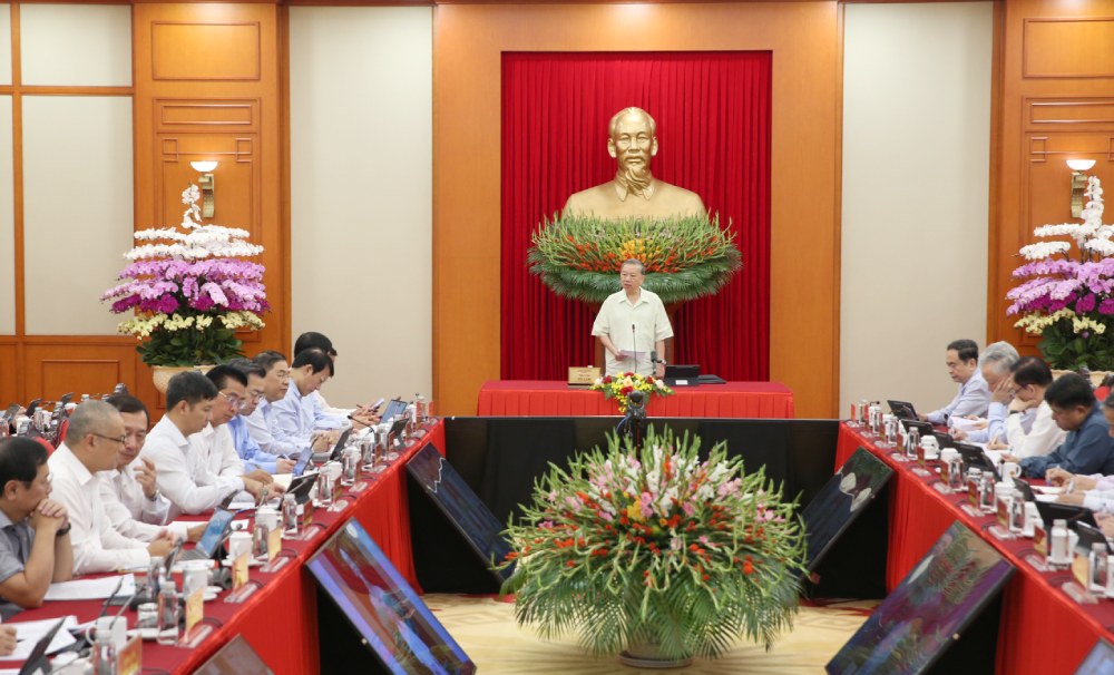 Tong Bi thu To Lam chu tri phien hop cua Thuong truc Ban Chi dao Trung uong ve phat trien khoa hoc, cong nghe, doi moi sang tao va chuyen doi so. Anh: Nguyen Hoang