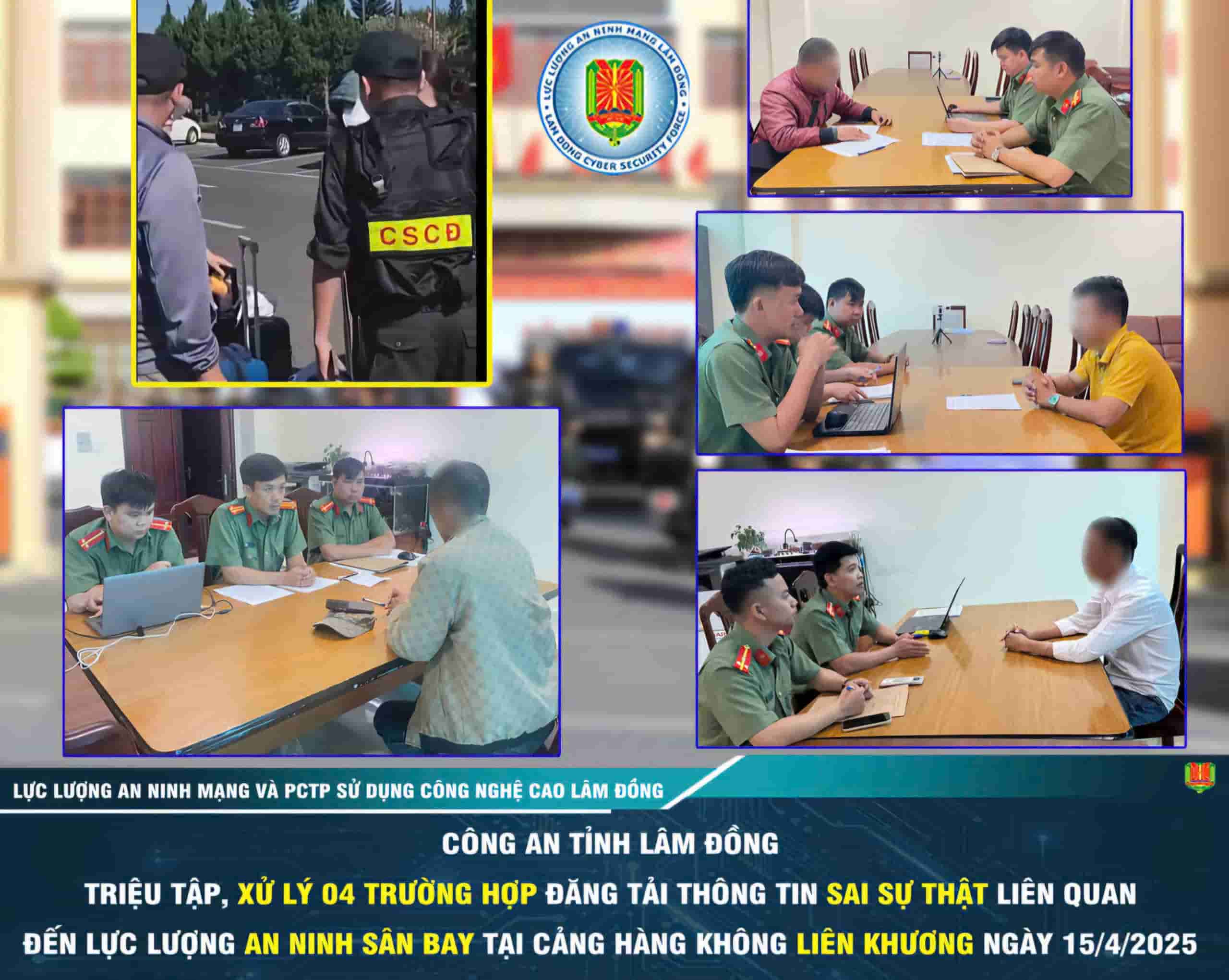 Công an Lâm Đồng triệu tập 4 trường hợp đăng tin sai sự thật liên quan đến sân bay Liên Khương. Ảnh: Công an cung cấp