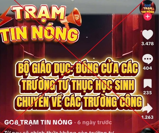 Mot so hinh anh thong tin sai su that duoc Bo Giao duc va Dao tao dua ra canh bao. Anh: Bo GDDT