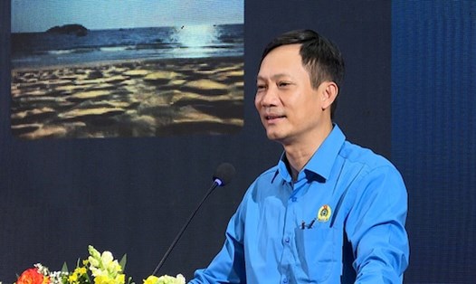 Ông Lê An Hải - Chủ tịch Công đoàn Công Thương Việt Nam phát biểu tại tập huấn công tác Đại hội. Ảnh: Quốc Chuyển