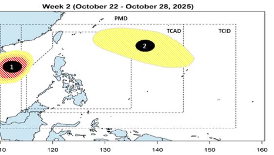 Du bao bao, ap thap tu ngay 22-28.10. Anh: PAGASA