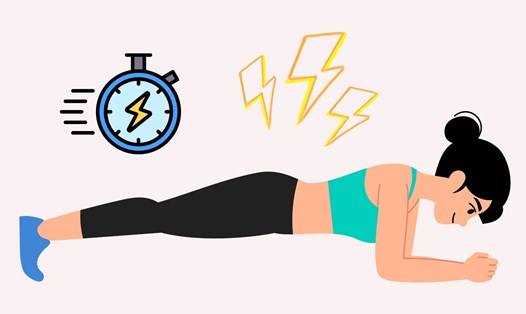 Plank là bài tập tăng cường sức mạnh cơ lõi, cải thiện thăng bằng. Đồ họa: Thanh Thanh