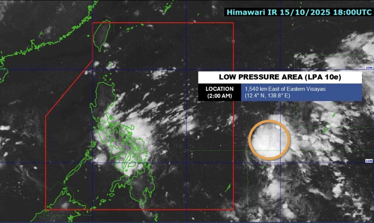 The low pressure area near the East Sea is forecast to become storm Ramil on October 16. This storm has the potential to become the 12th storm in the coming days. Photo: PAGASA