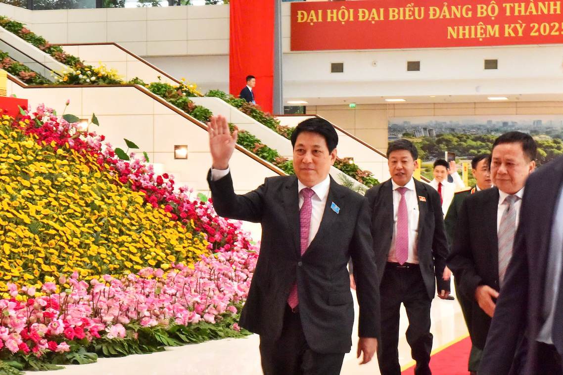 Tong Bi thu To Lam, Chu tich nuoc Luong Cuong, Thu tuong Chinh phu Pham Minh Chinh du Dai hoi. Anh: Viet Thanh