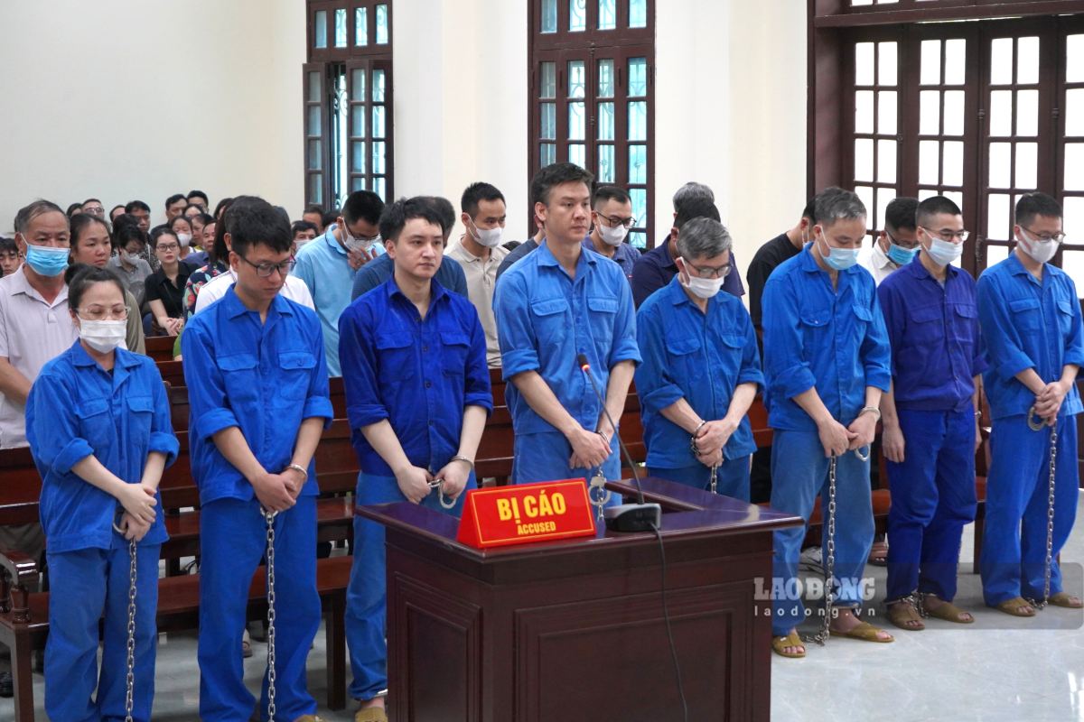 Toàn cảnh phiên tòa xét xử 14 cán bộ hải quan Hải Phòng. Ảnh: Mai Dung