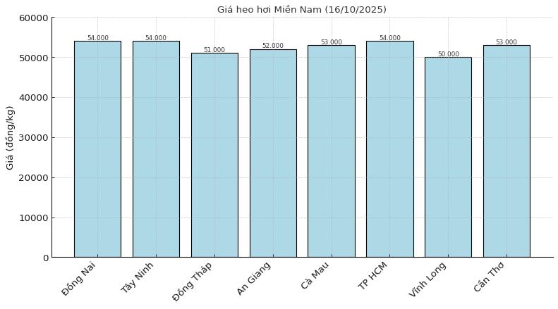 Gia heo hoi ngay 16.10 tai khu vuc mien Nam. Do hoa: Thuy Linh