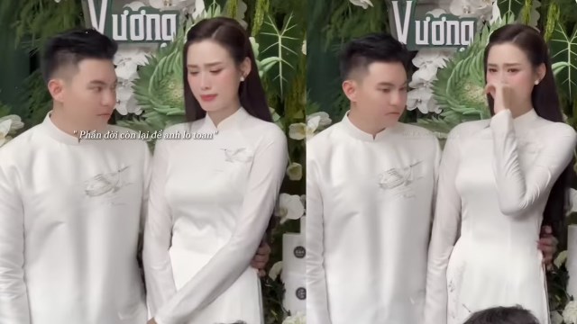 Hành động của thiếu gia Tập đoàn Sơn Hải khi Hoa hậu Đỗ Thị Hà khóc ở lễ nạp tài