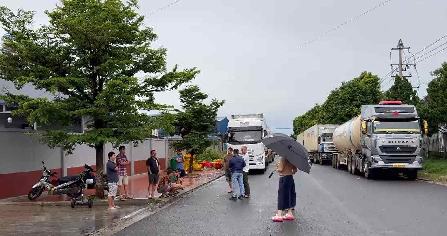 Container trucks carrying illegally gathered agricultural products inside Tan An Industrial Cluster (Dak Lak province). Photo: Bao Trung