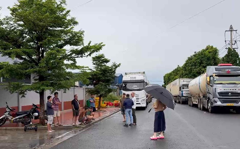 Container trucks carrying illegally gathered agricultural products inside Tan An Industrial Cluster (Dak Lak province). Photo: Bao Trung