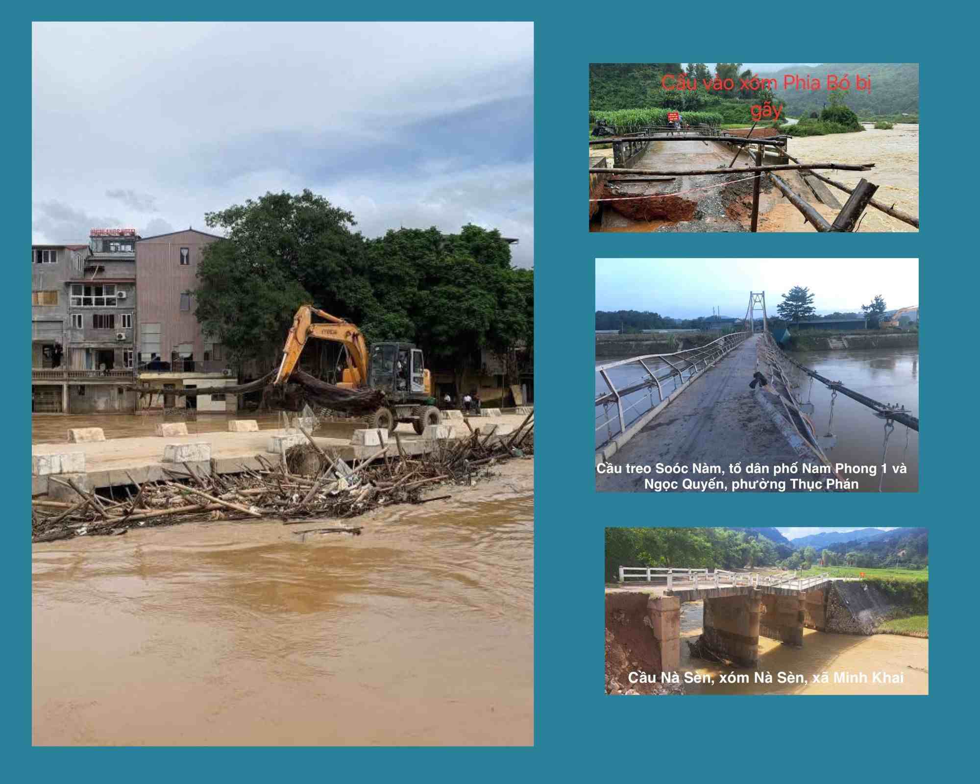 台風後、カオバン省の橋々が破損、倒壊。写真:タン・ヴァン