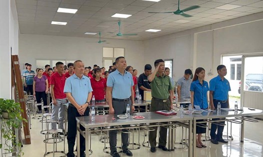 Đại hội thành lập Công đoàn cơ sở Công ty TNHH Kỹ thuật Bao bì Ming Shin diễn ra tại Hưng Yên. Ảnh: Công an tỉnh Hưng Yên