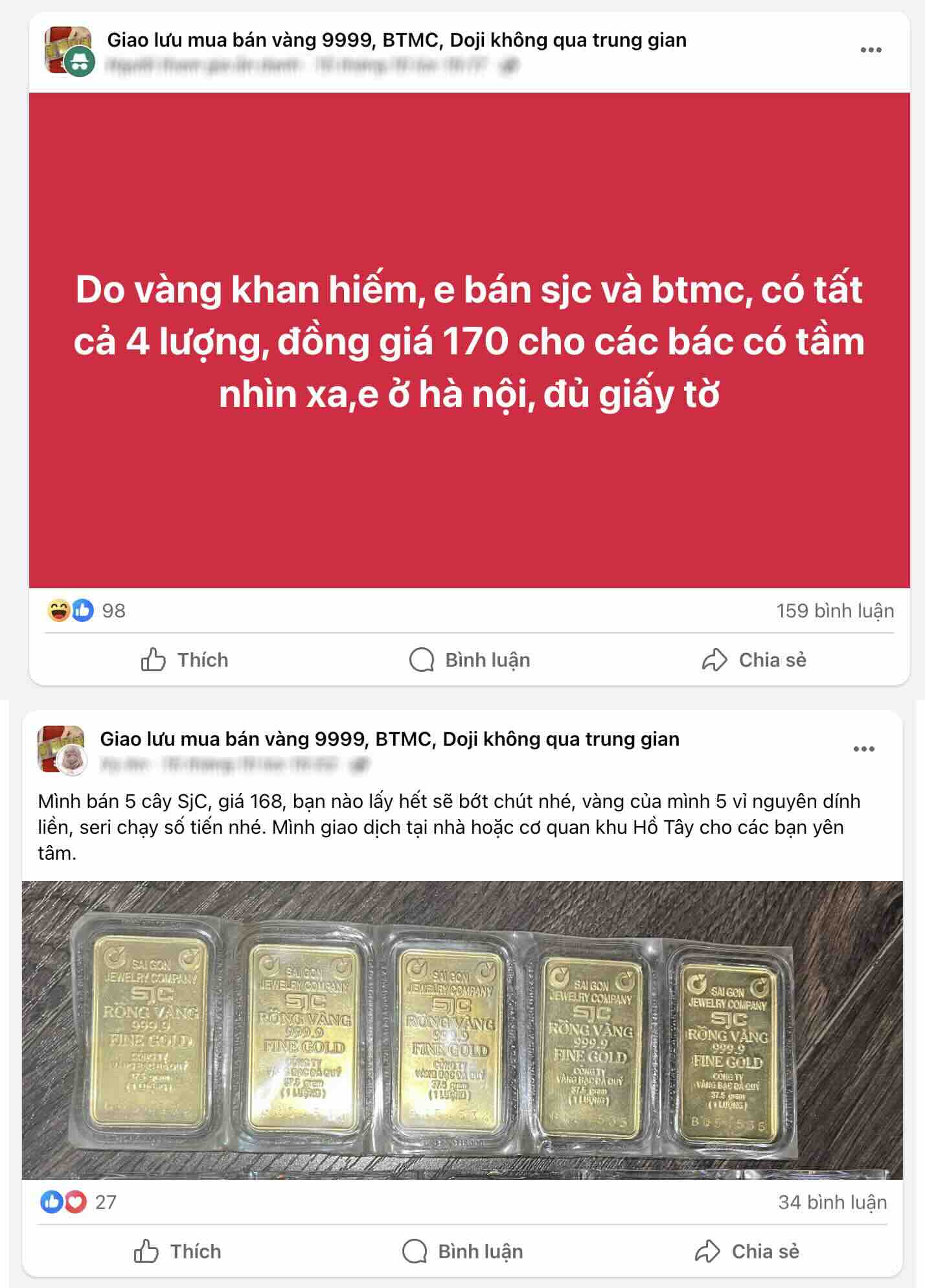 Cac san pham vang tich tru duoc chao ban tran lan tren mang xa hoi. Anh: Phuong Anh