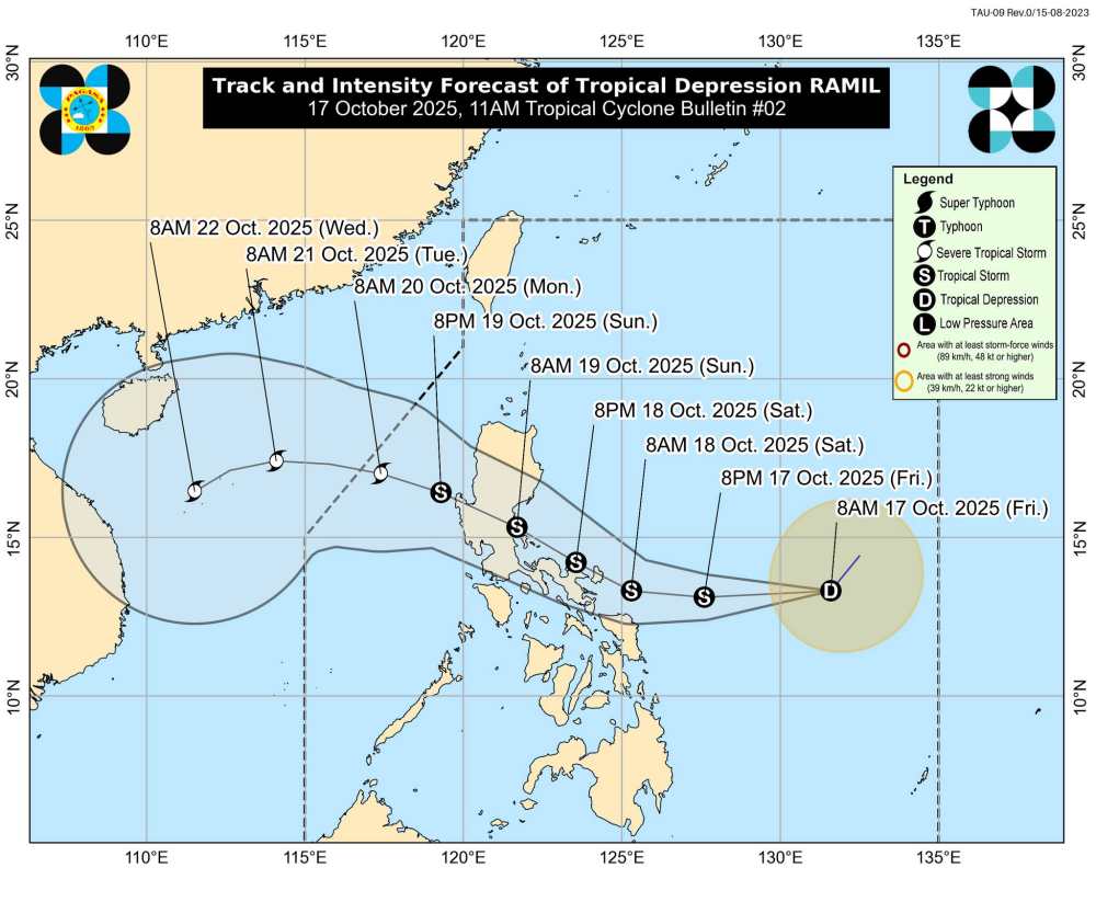 Cap nhat vi tri cua ap thap nhiet doi tren Bien Dong. Anh: PAGASA
