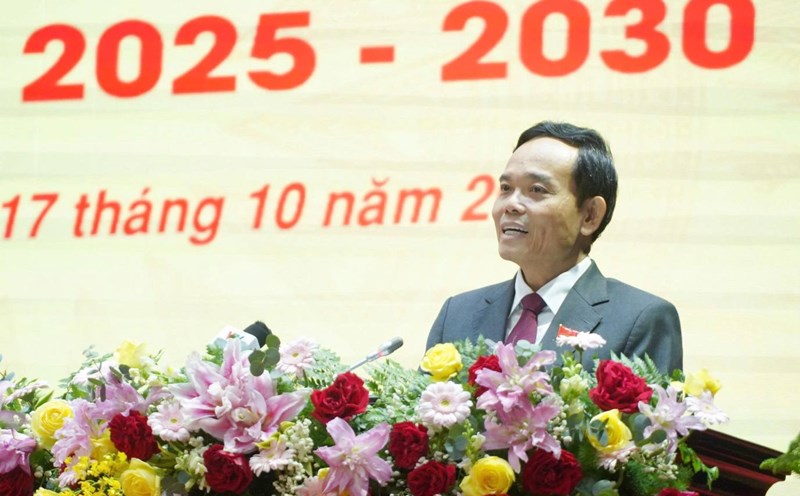 Comrade Tran Luu Quang - Secretary of the Party Central Committee, Secretary of the Ho Chi Minh City Party Committee - spoke at the congress. Photo: Ta Quang