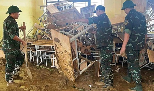 Nhiều cơ sở giáo dục tại Thái Nguyên bị thiệt hại nặng nề trong đợt mưa lũ lịch sử vừa qua. Ảnh: Tùng Lâm.